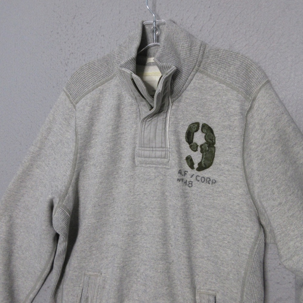 Vintage Y2K Abercrombie & Fitch Muscle Pullover Gray 1/4 Zip Distressed Logo